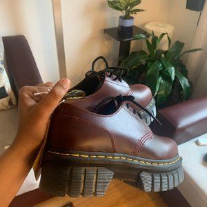 Dr. Martens Audrick Brando Leather Platform Shoes in Brown | ALMOST NEW